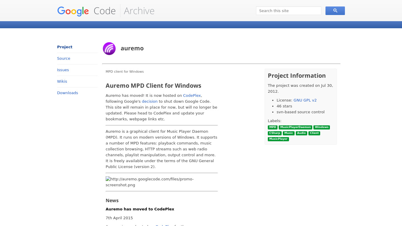 Auremo MPD Client Landing page