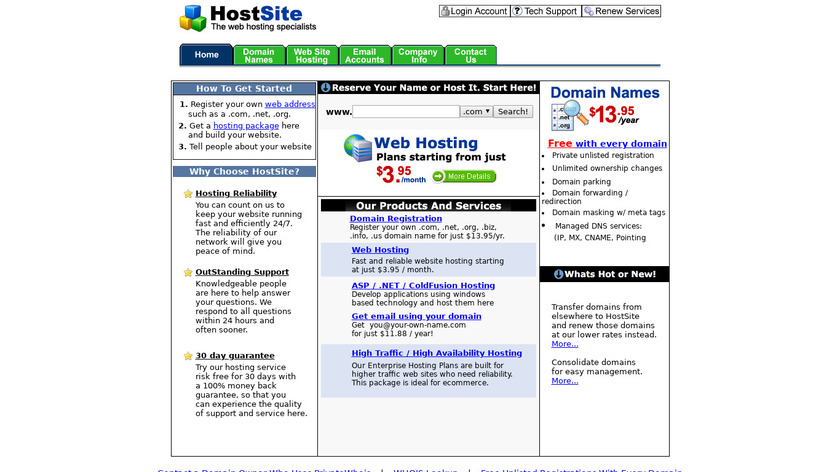 HostSite Landing Page