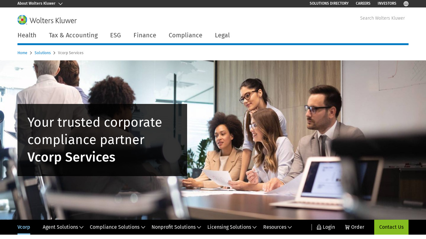 VCorp Services Landing page