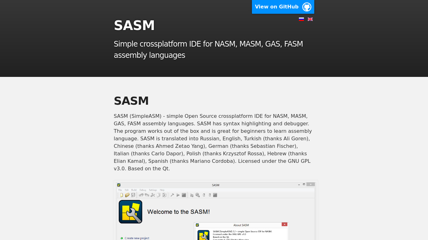 SASM Landing page