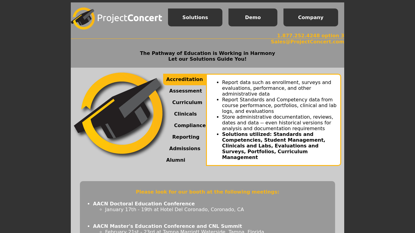 ProjectConcert Landing page