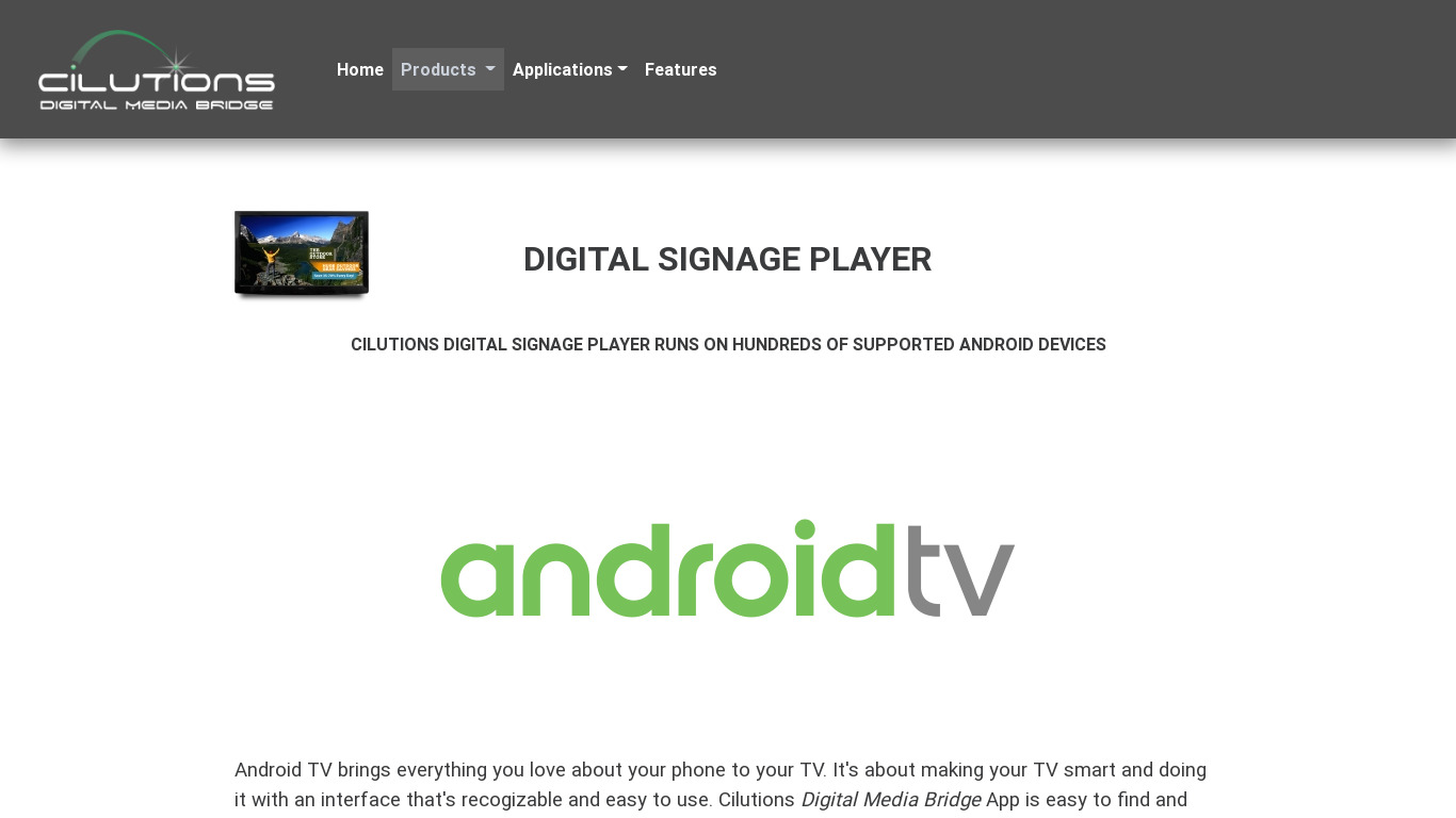 Cilutions DMB Media Player Landing page