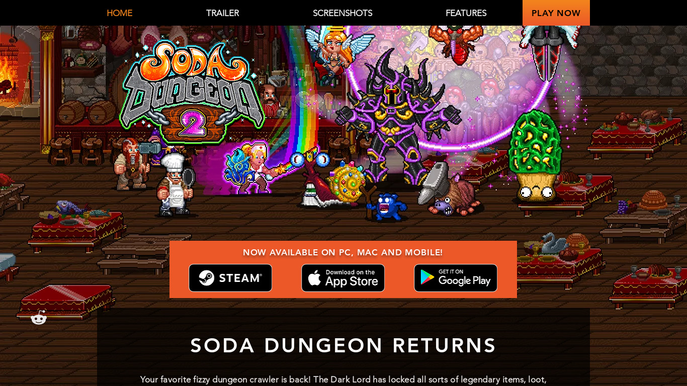 Soda Dungeon Landing page
