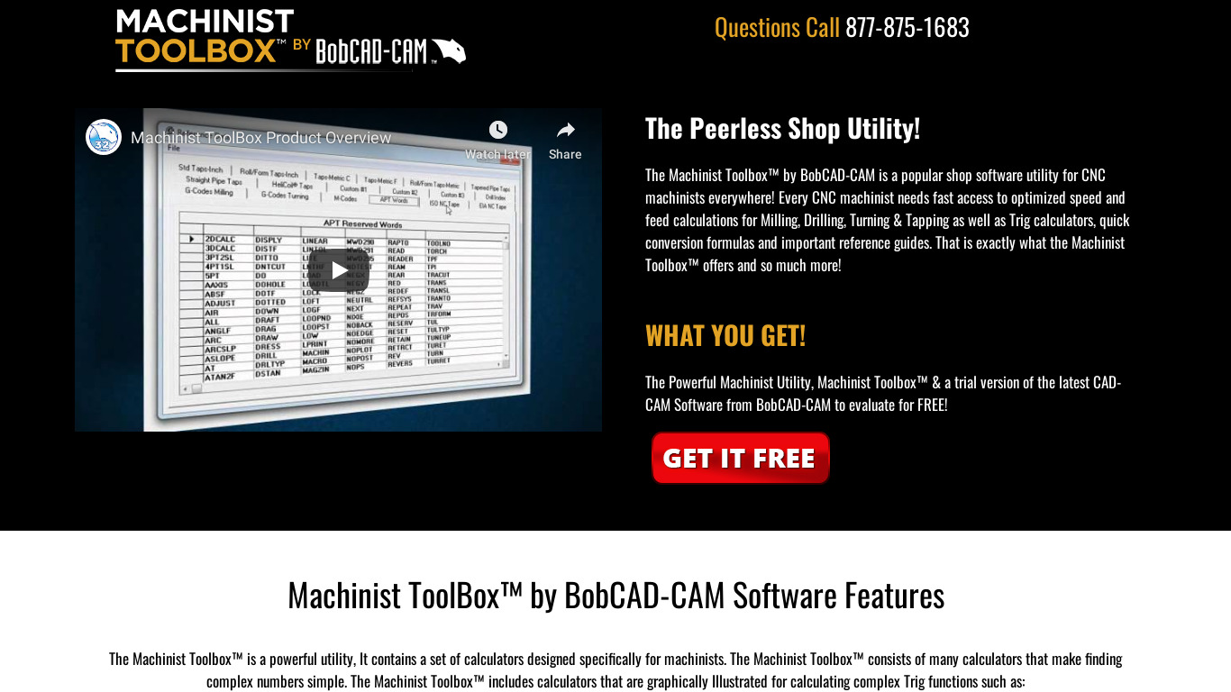 Machinist Toolbox Landing page