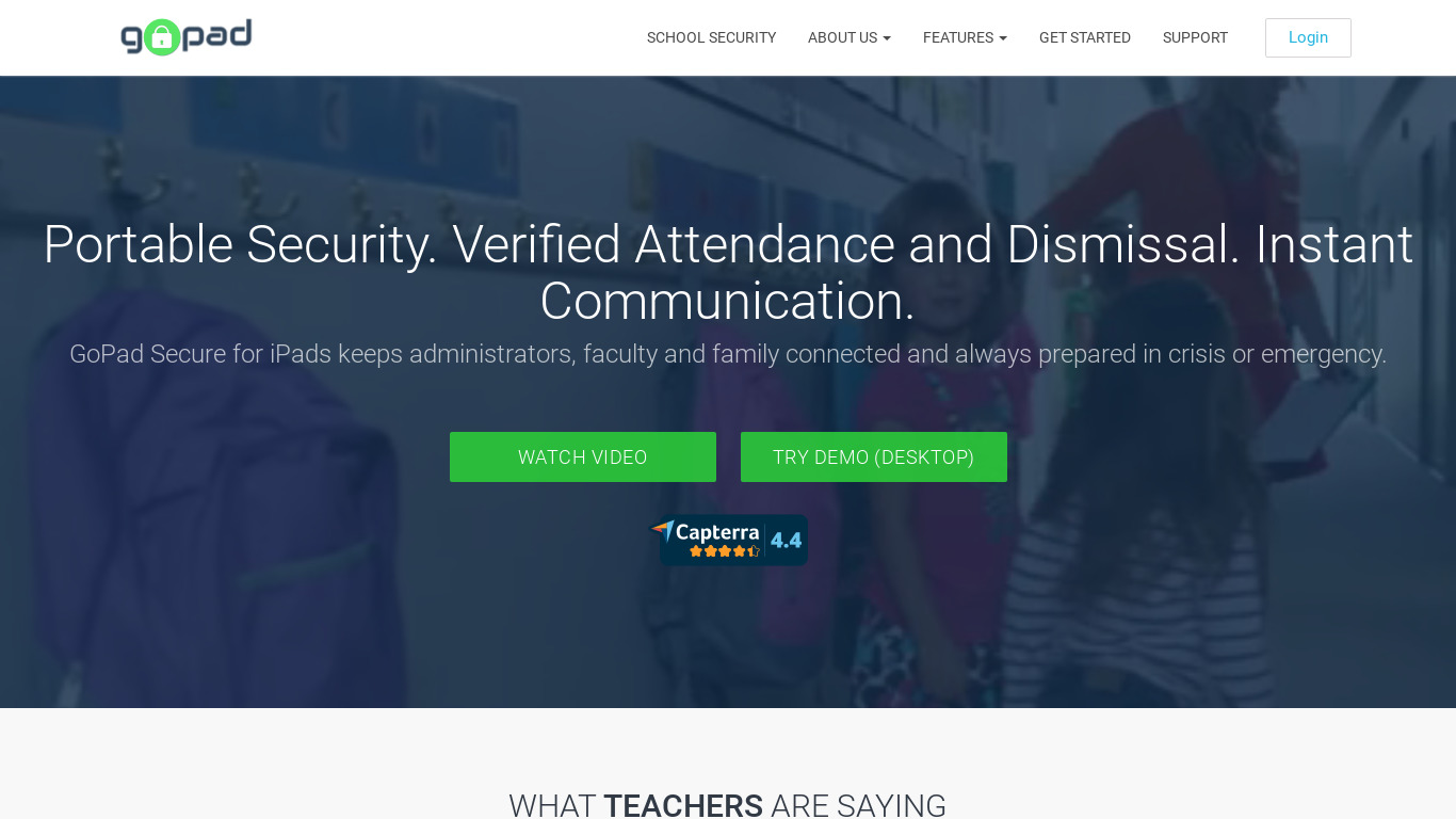 GoPad for Schools Landing page