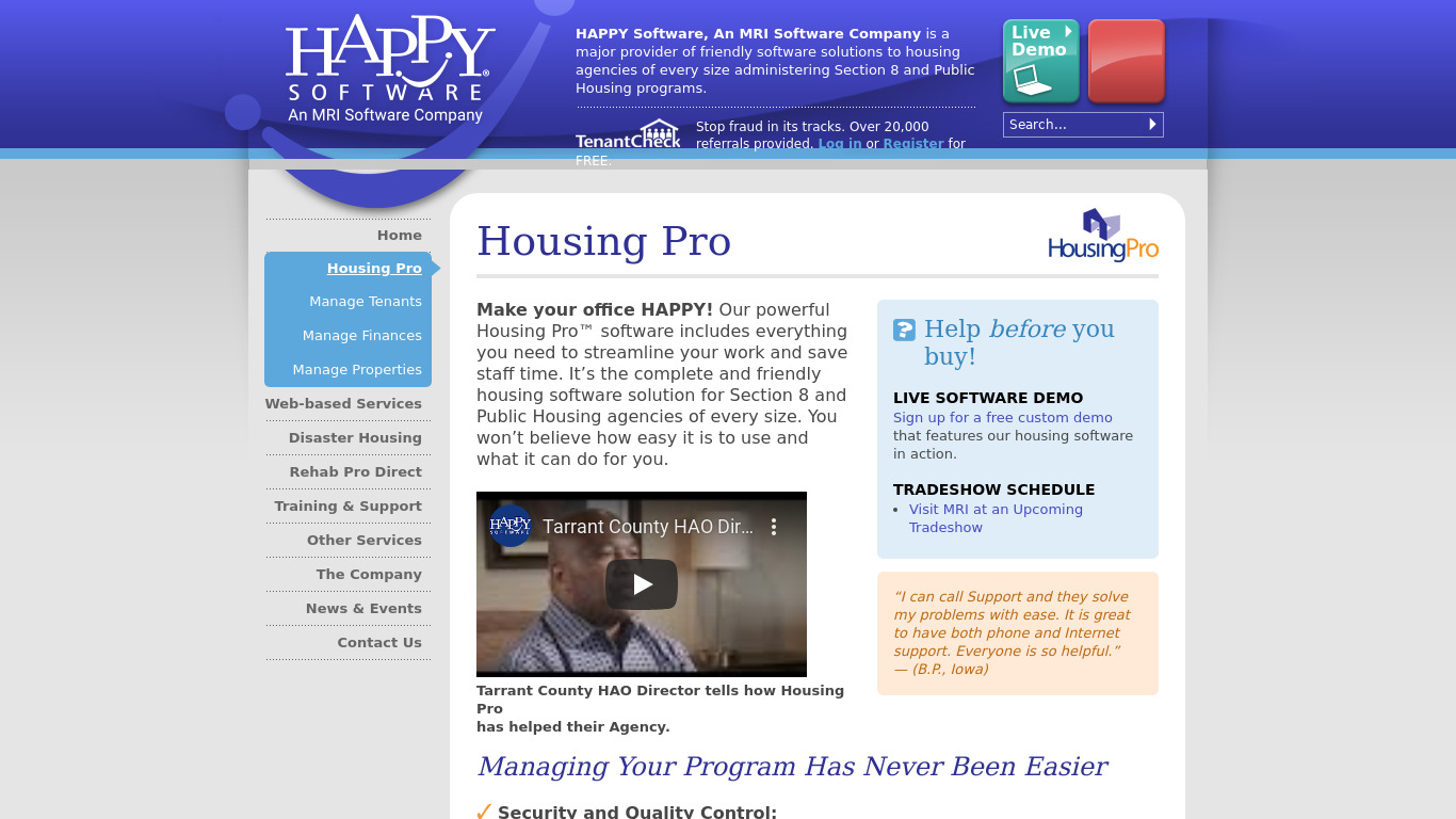 mrisoftware.com HAPPY Housing Pro Landing page
