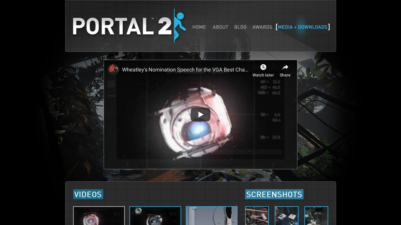 Portal 2 Landing page