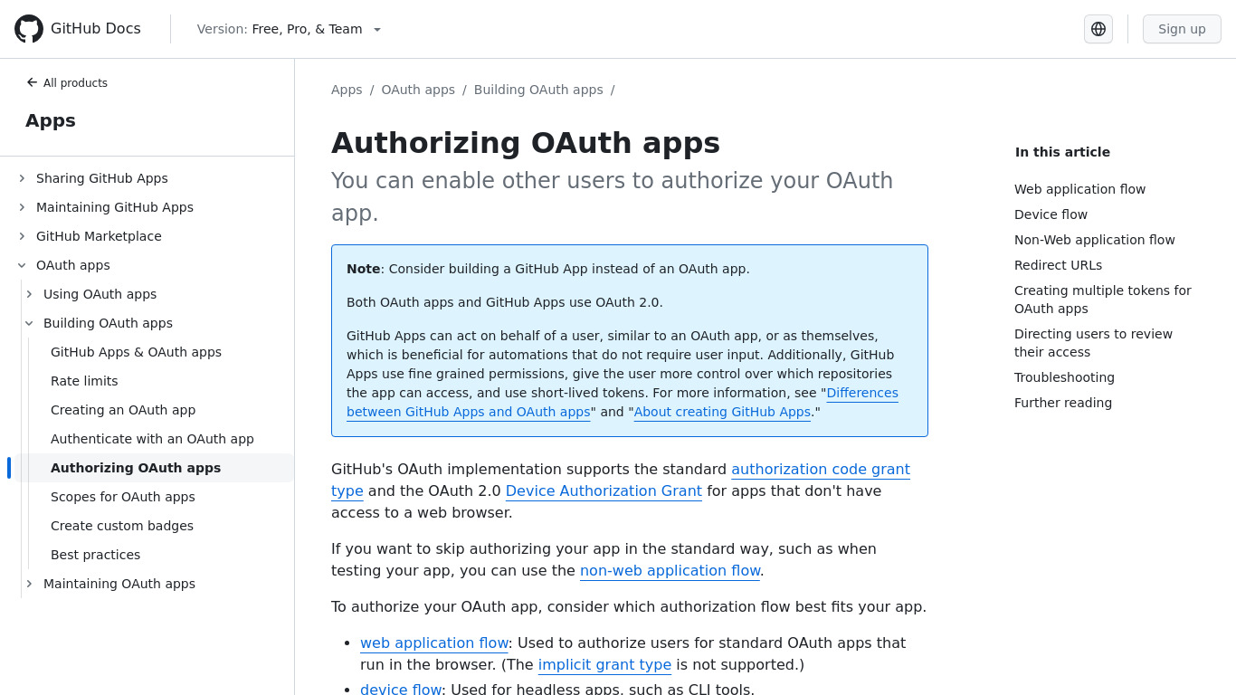 GitHub OAuth Landing page