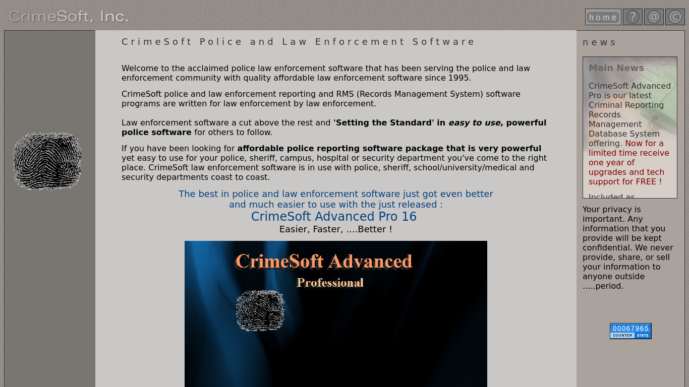 CrimeSoft Landing page