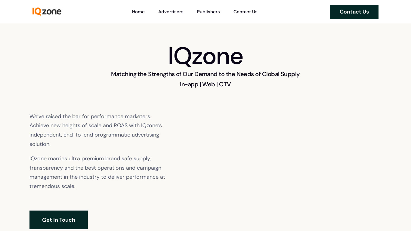 IQzone Landing page
