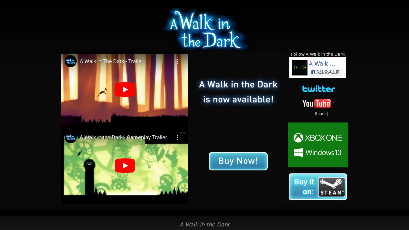 A Walk in the Dark Landing page