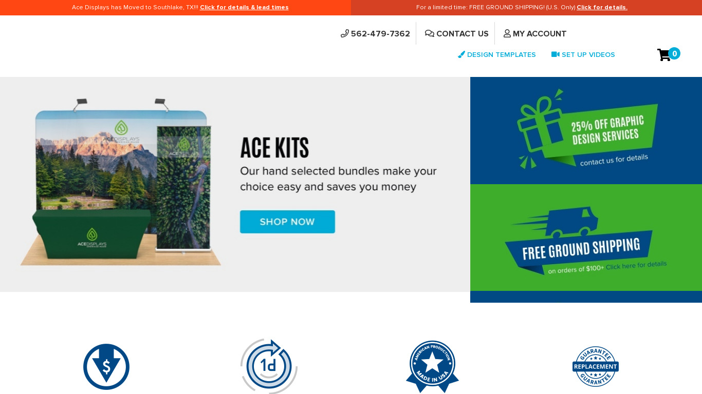 Ace Exhibits Landing page