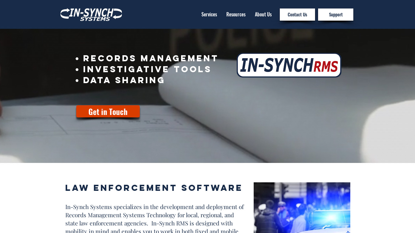 In-Synch RMS Landing page