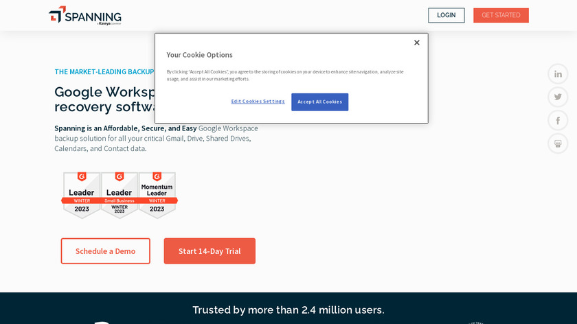 Spanning Backup for Google Apps Landing Page