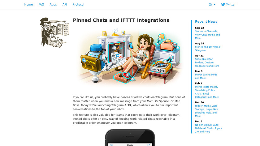 IFTTT bot on Telegram Landing Page