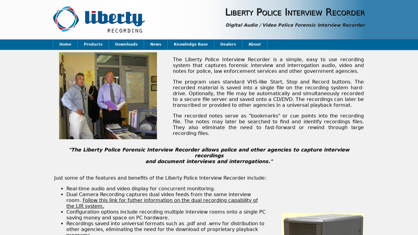 Liberty Interview Recorder Landing page