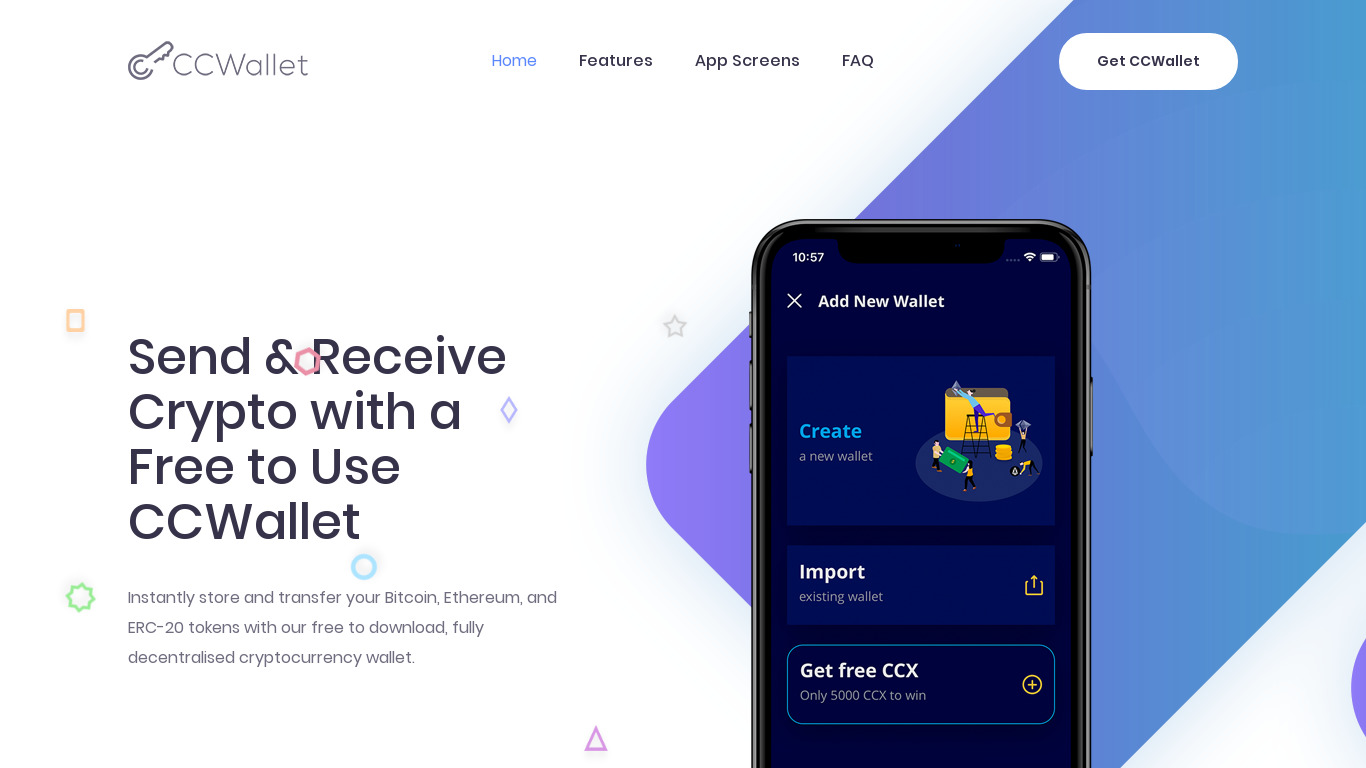 CCWallet Landing page