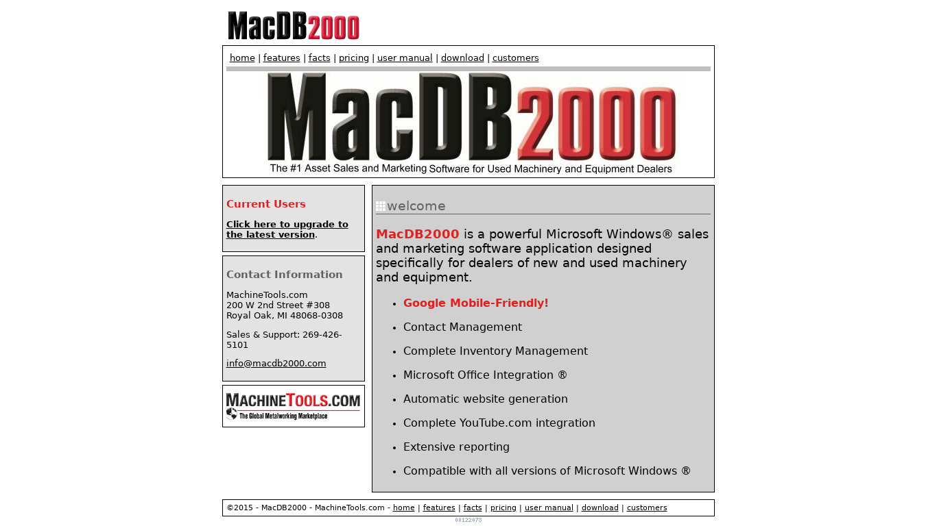 MacDB2000 Landing page