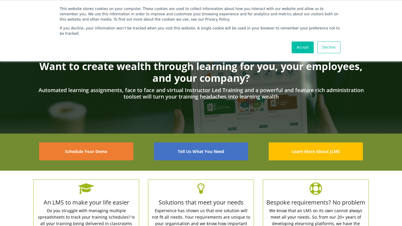 JLMS from JZero Solutions Landing page