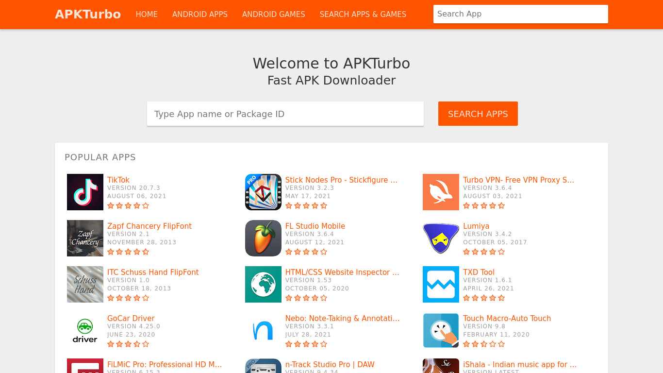 APKTurbo Landing page