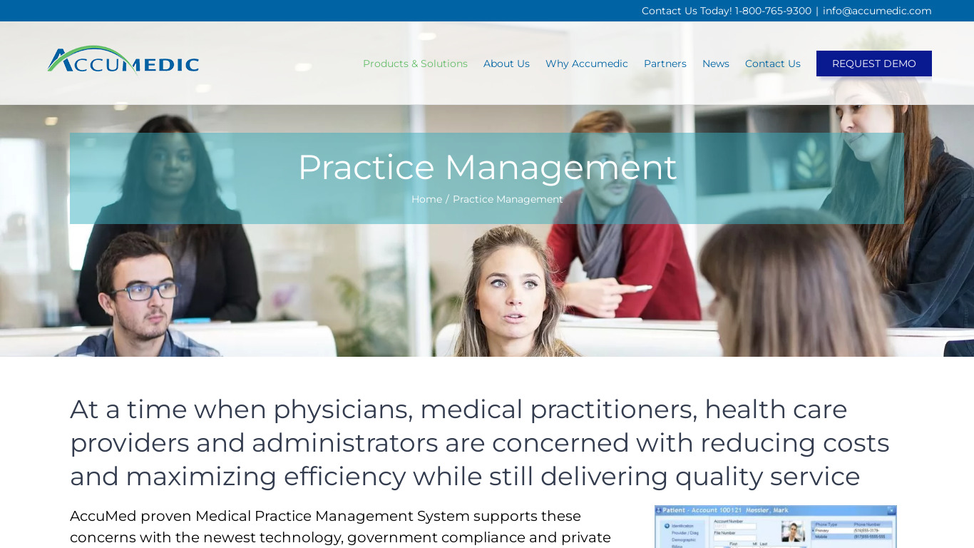 AccuMed PM Landing page