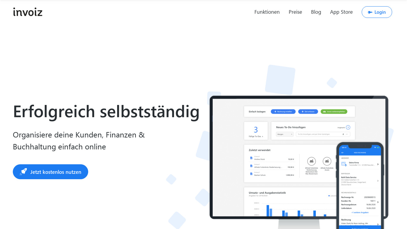 Invoiz Landing page