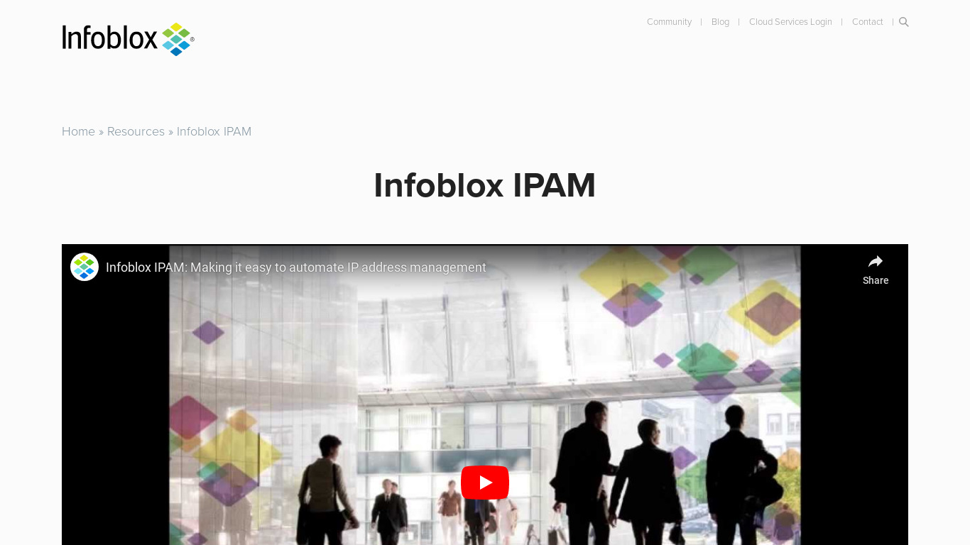 Infoblox IPAM Landing page
