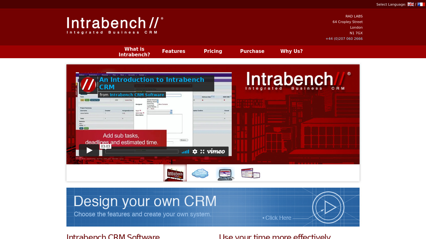 Intrabench Landing page