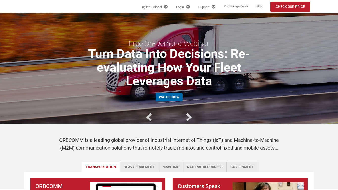 ORBCOMM Landing page