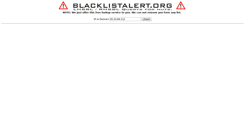 BlacklistAlert Landing Page