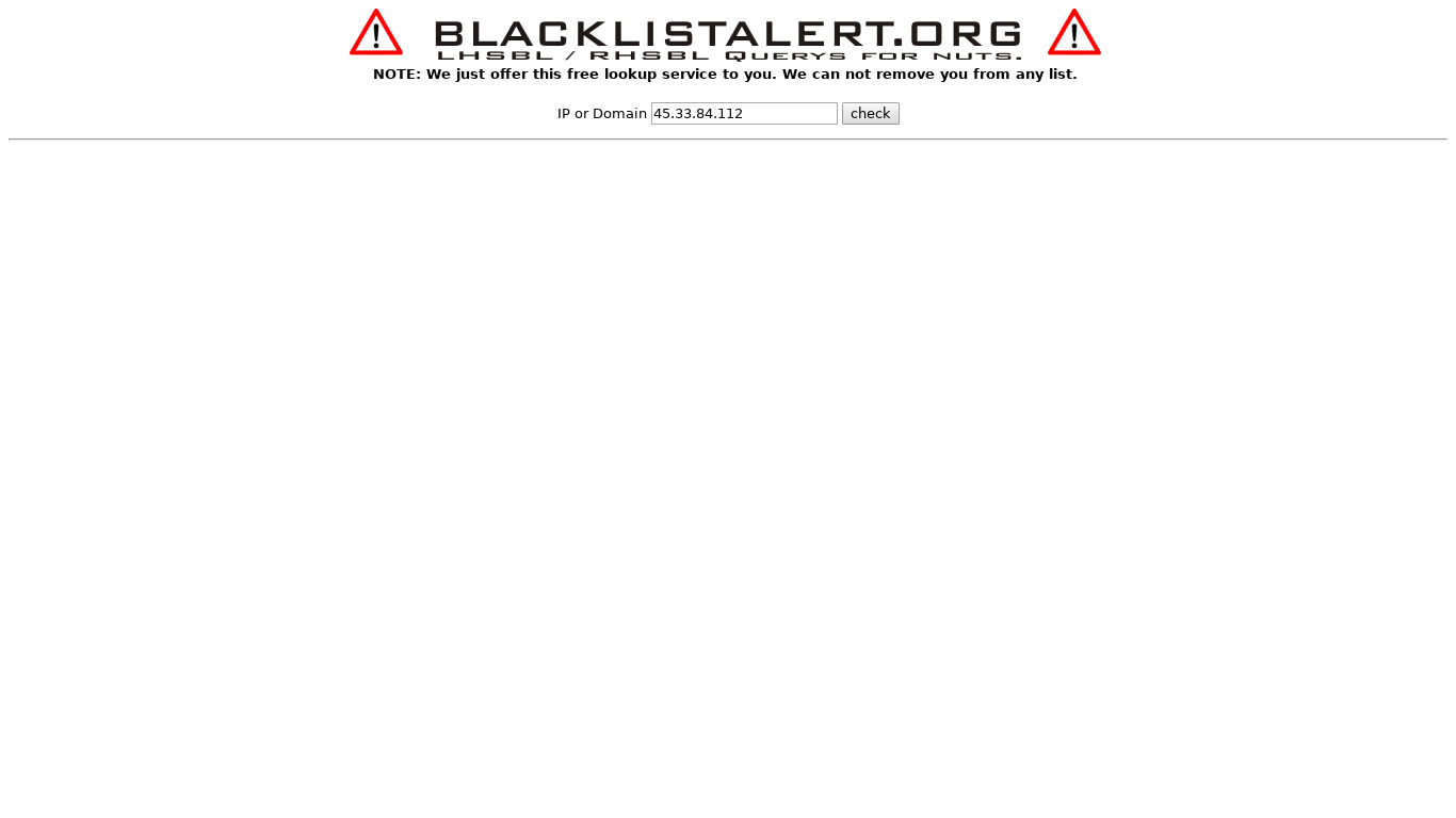 BlacklistAlert Landing page