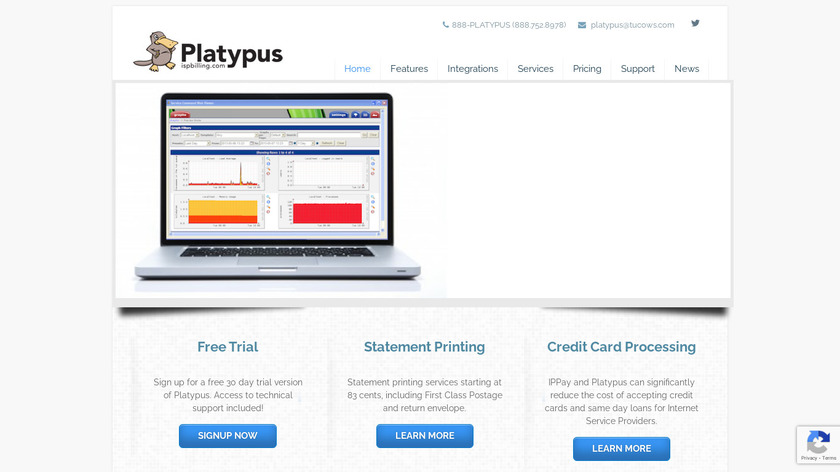 Platypus ISP Billing Landing Page