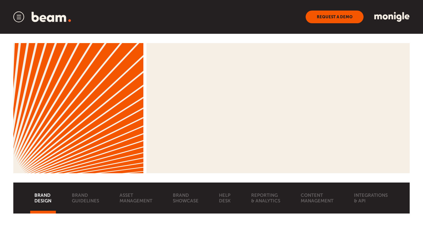 BEAM Brand Center Landing page