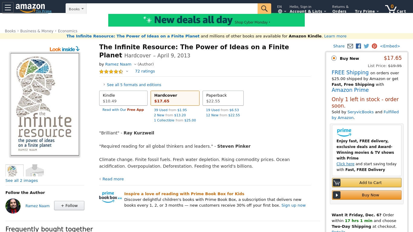 The Infinite Resource on Amazon Landing page