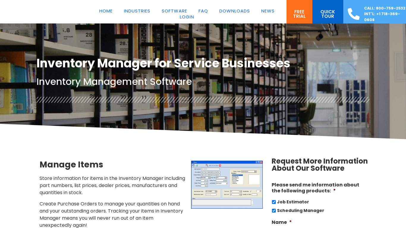 Thoughtful Systems Inventory Manager Landing page