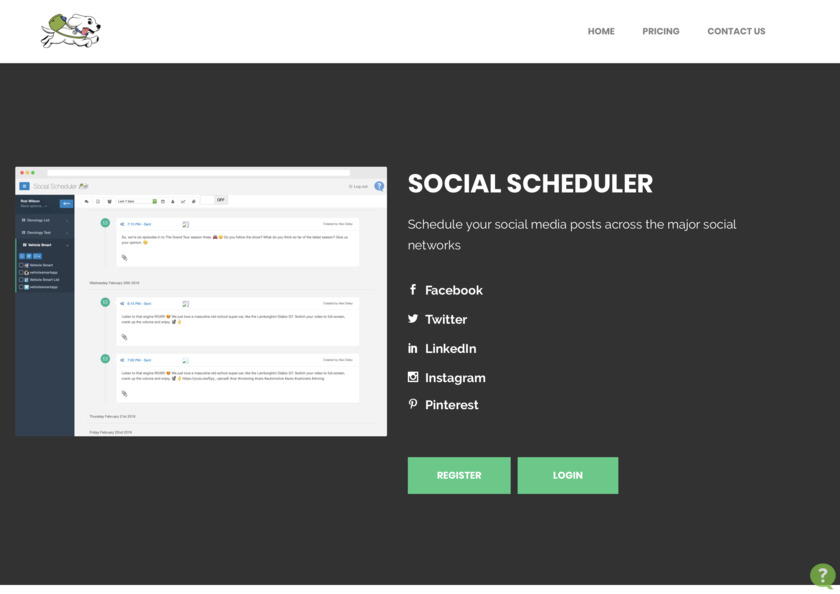 Social Scheduler Landing Page
