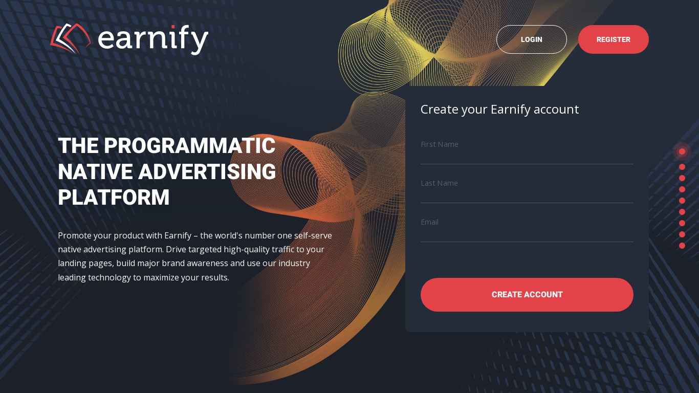 Earnify Landing page