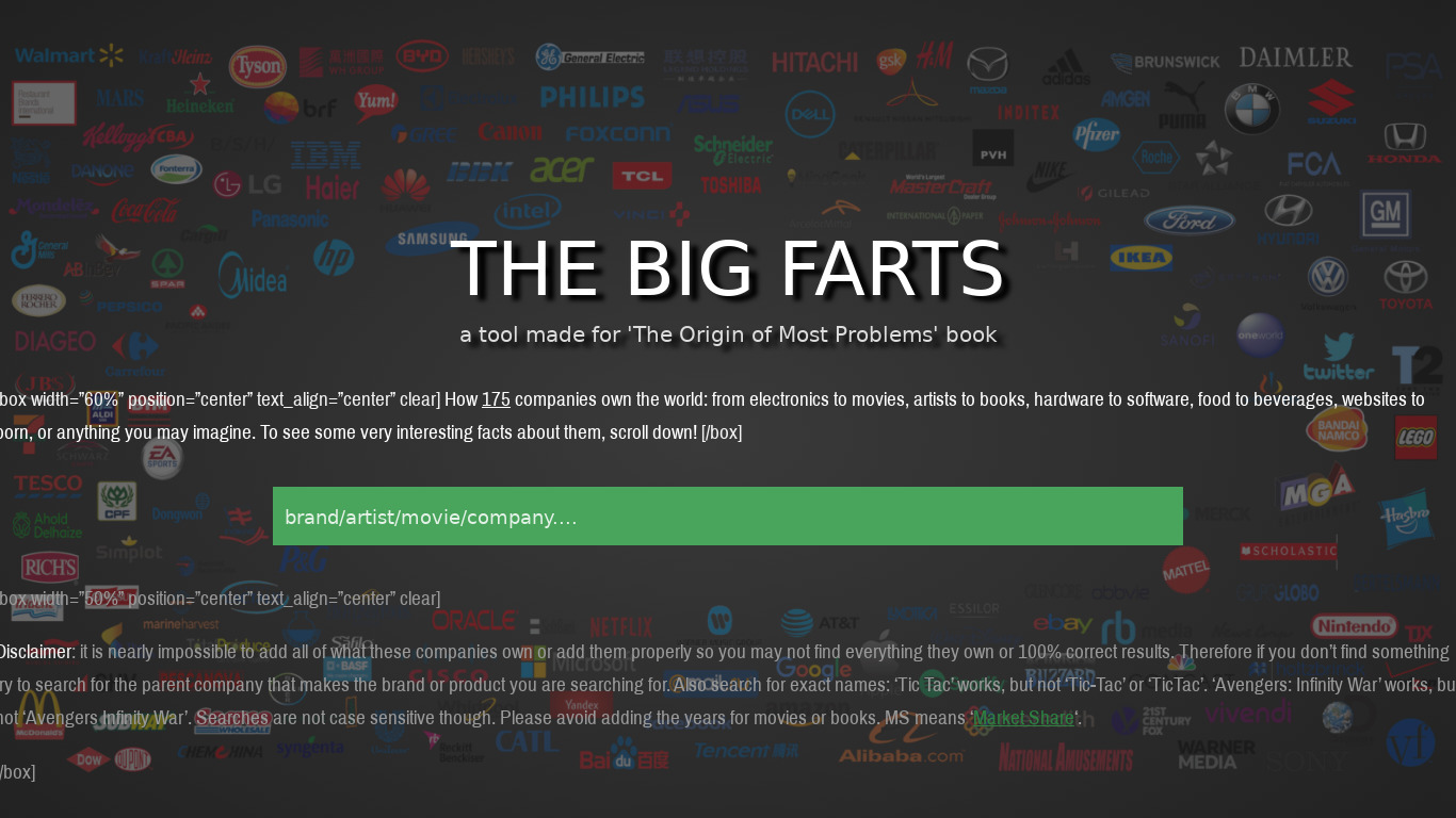 The Big Farts Landing page