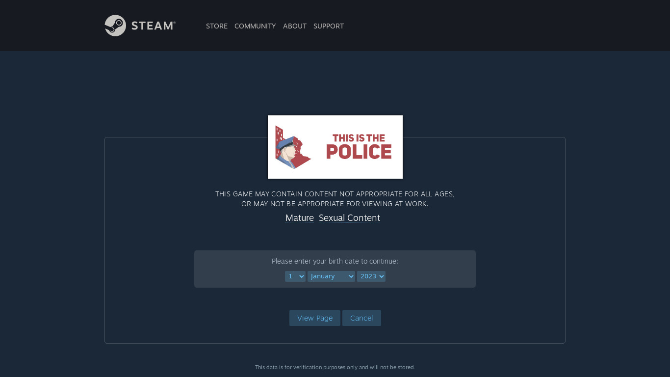 This Is the Police Landing page