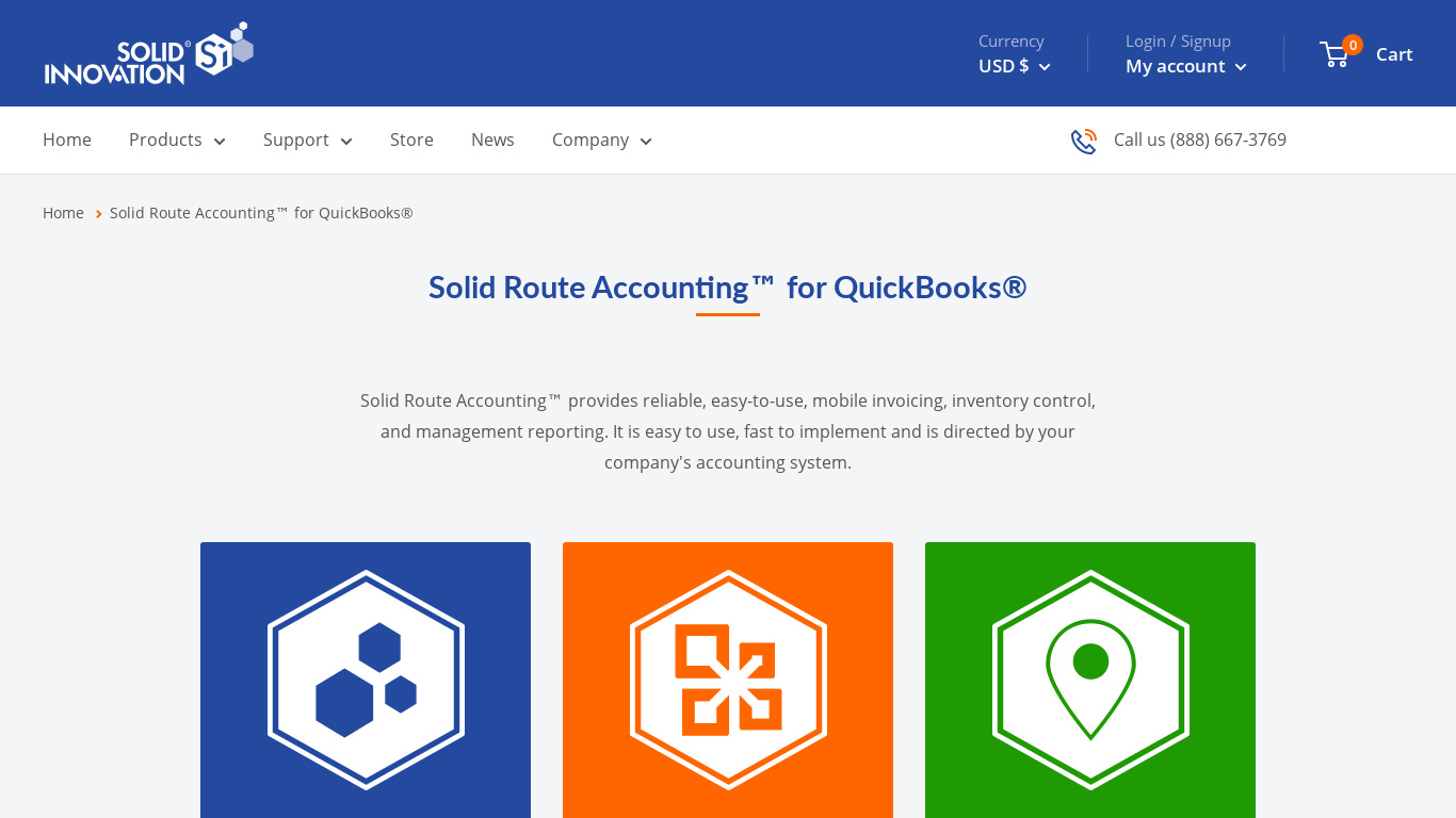 Solid Route Accounting Landing page