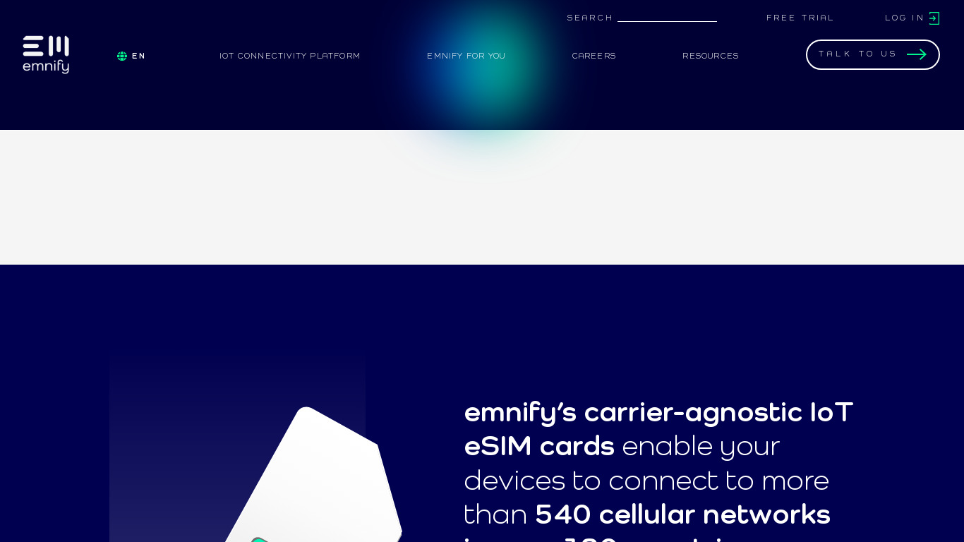 EMnify Landing page