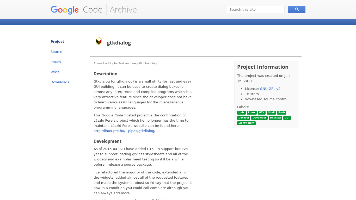 Gtkdialog Landing page