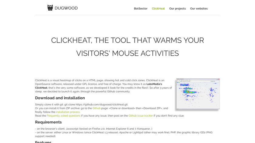 DugWood ClickHeat Landing Page