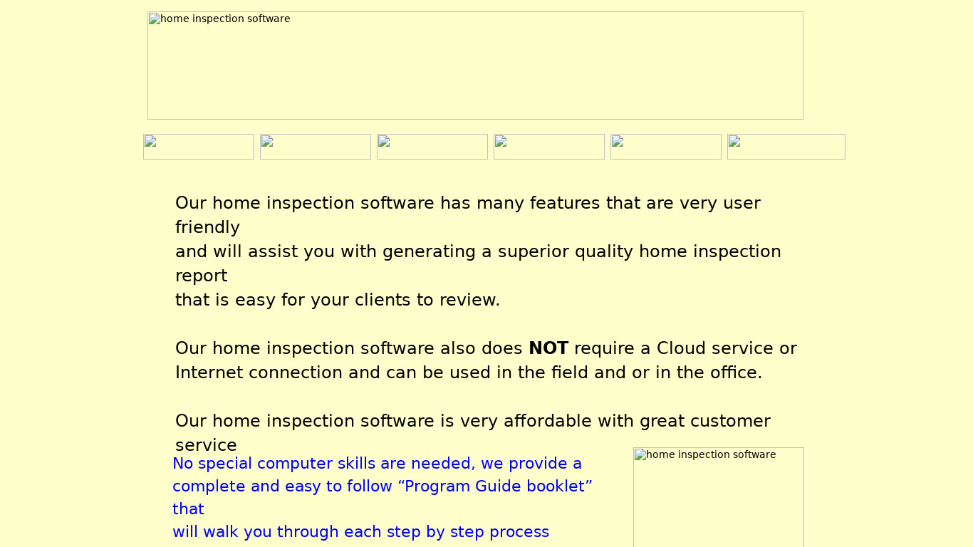 HomInspect Software Program Landing page