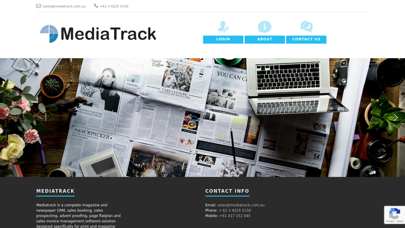 Mediatrack Landing page