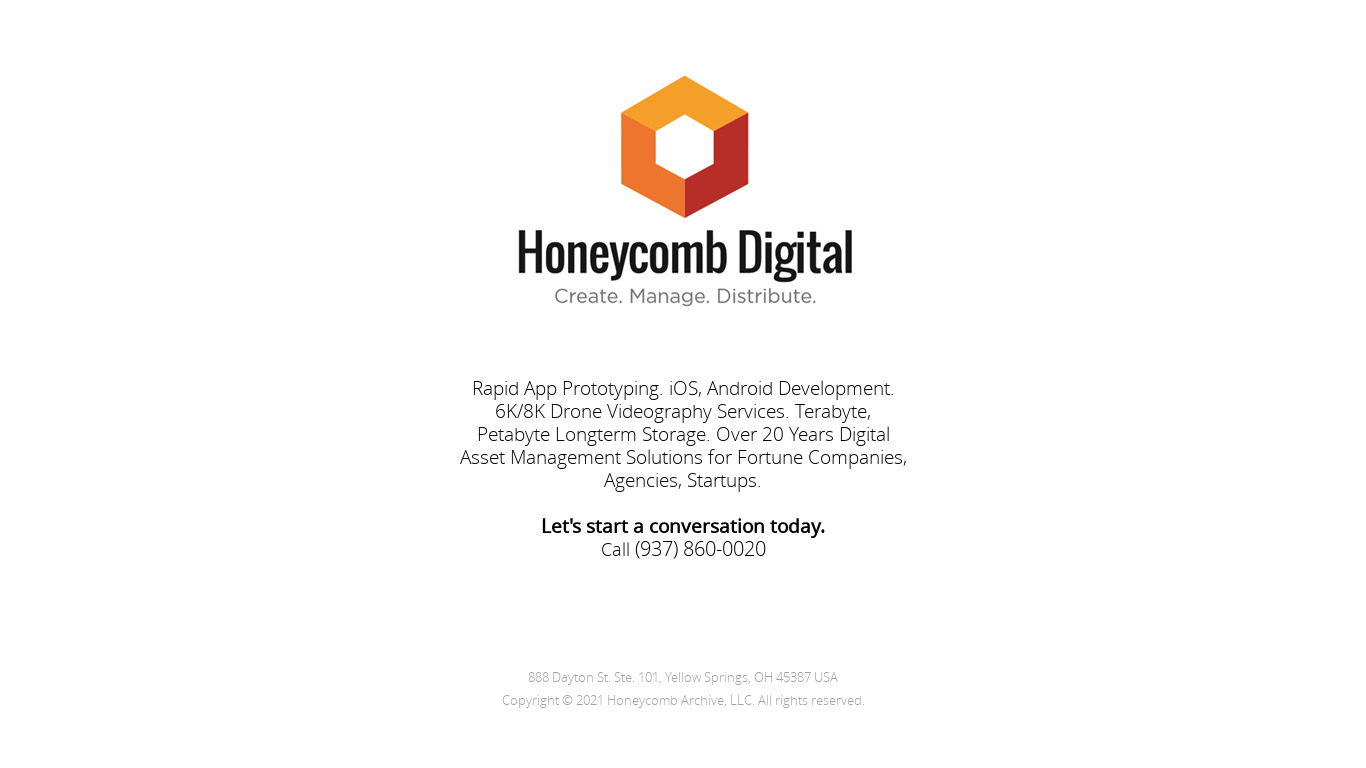 Honeycomb Archive Landing page