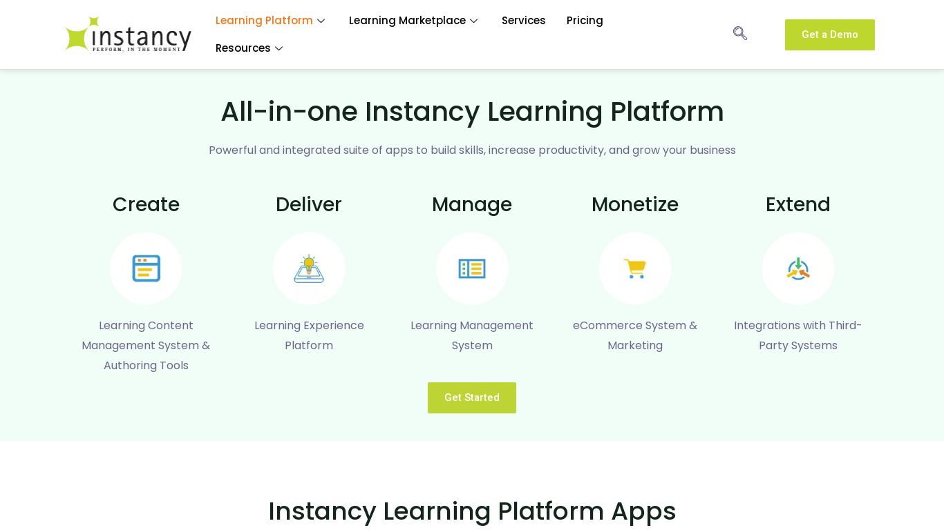 Instancy Landing page