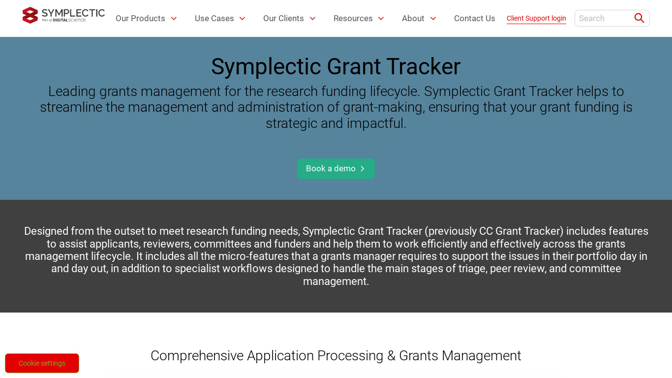 CC Grant Tracker Landing page