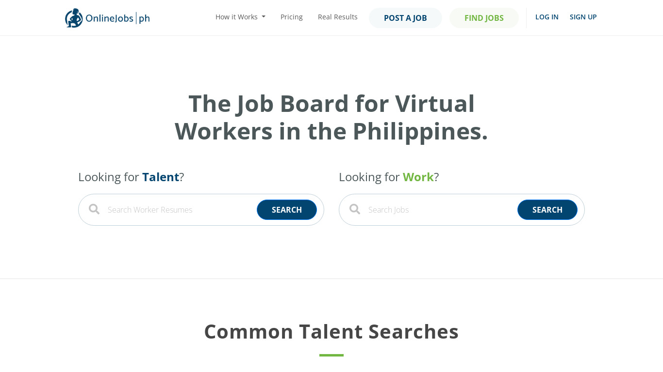 OnlineJobs.ph Landing page