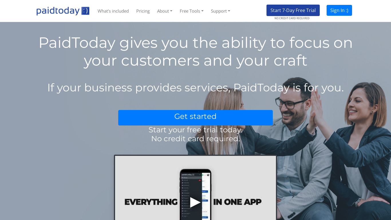 Paid Today Landing page